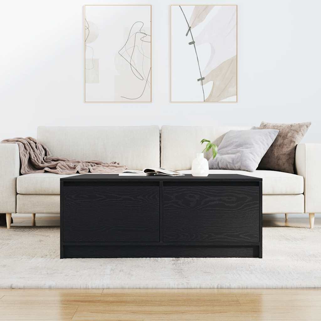 vidaXL Stolik kawowy z szufladami Czarny dąb 100x100x40 cm