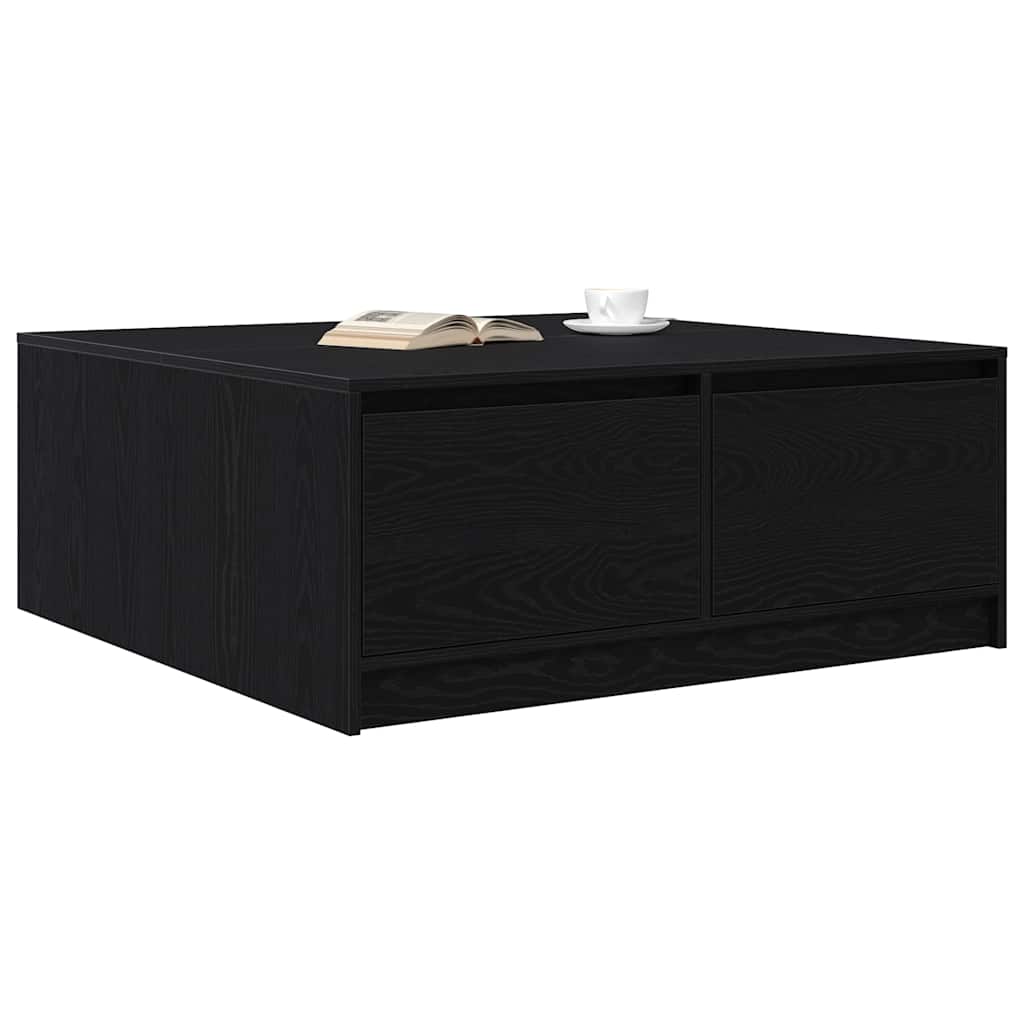 vidaXL Stolik kawowy z szufladami Czarny dąb 100x100x40 cm