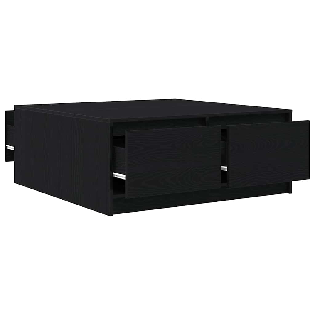 vidaXL Stolik kawowy z szufladami Czarny dąb 100x100x40 cm