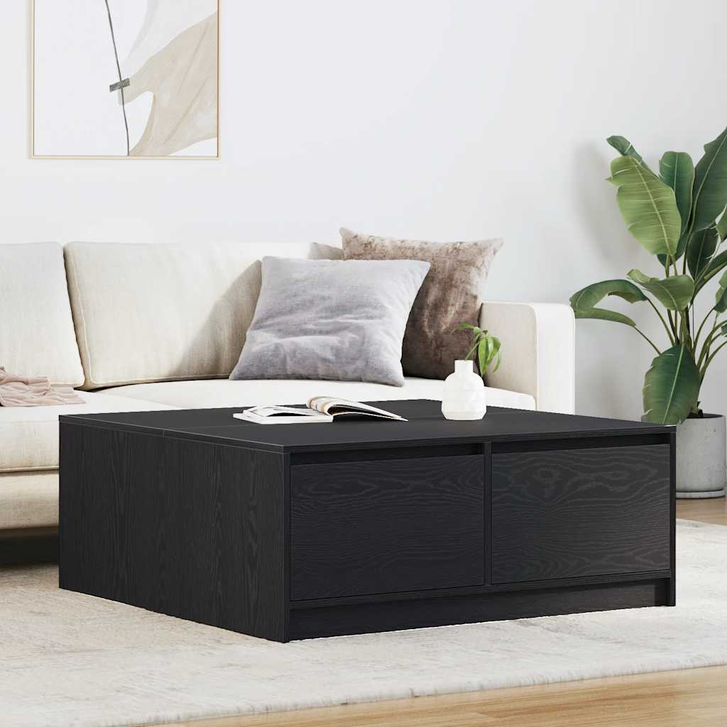 vidaXL Stolik kawowy z szufladami Czarny dąb 100x100x40 cm