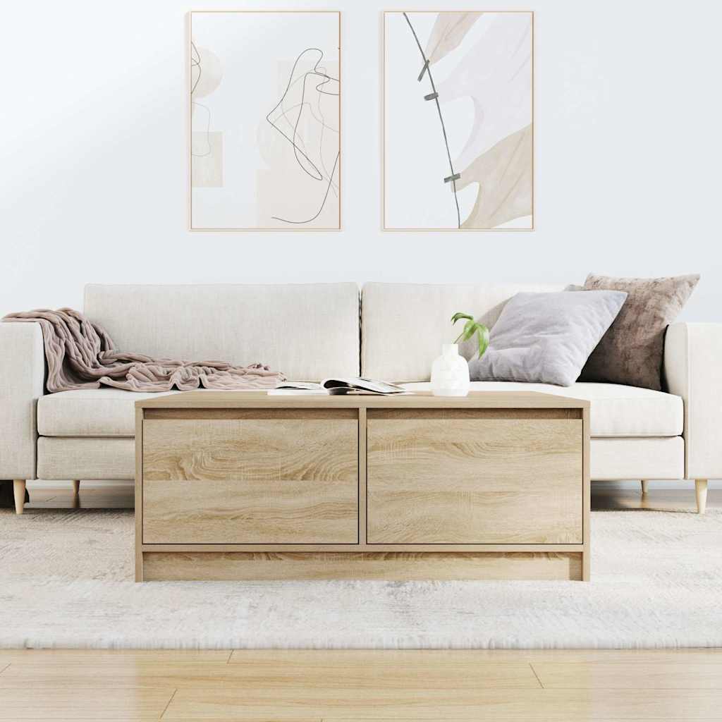 vidaXL Stolik kawowy z szufladami Sonoma Oak 100x100x40 cm