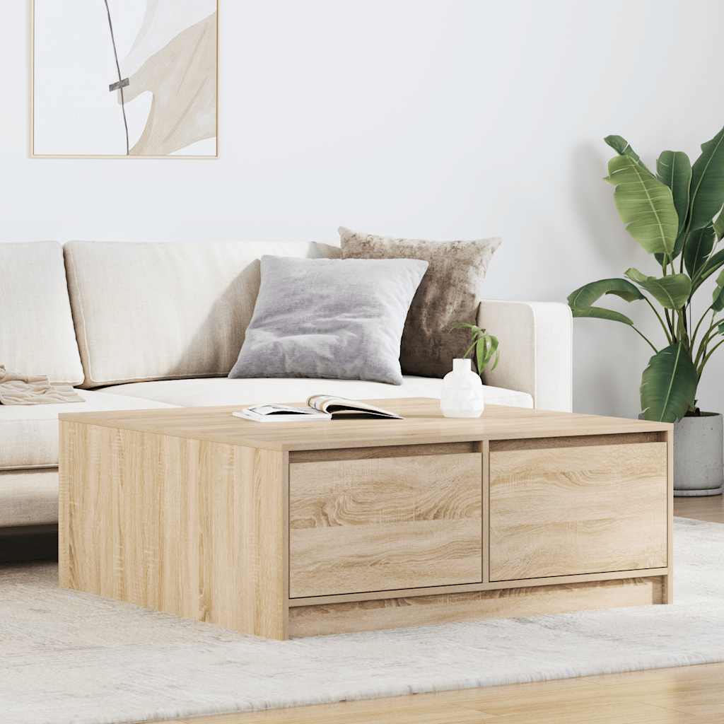 vidaXL Stolik kawowy z szufladami Sonoma Oak 100x100x40 cm