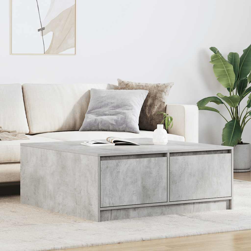 vidaXL Stolik kawowy z szufladami Betonowy szary 100x100x40 cm