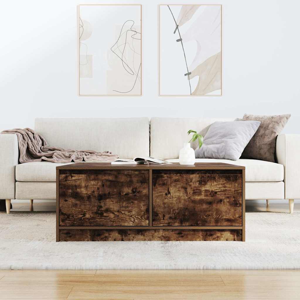 vidaXL Stolik kawowy z szufladami Dąb wędzony 100x100x40 cm
