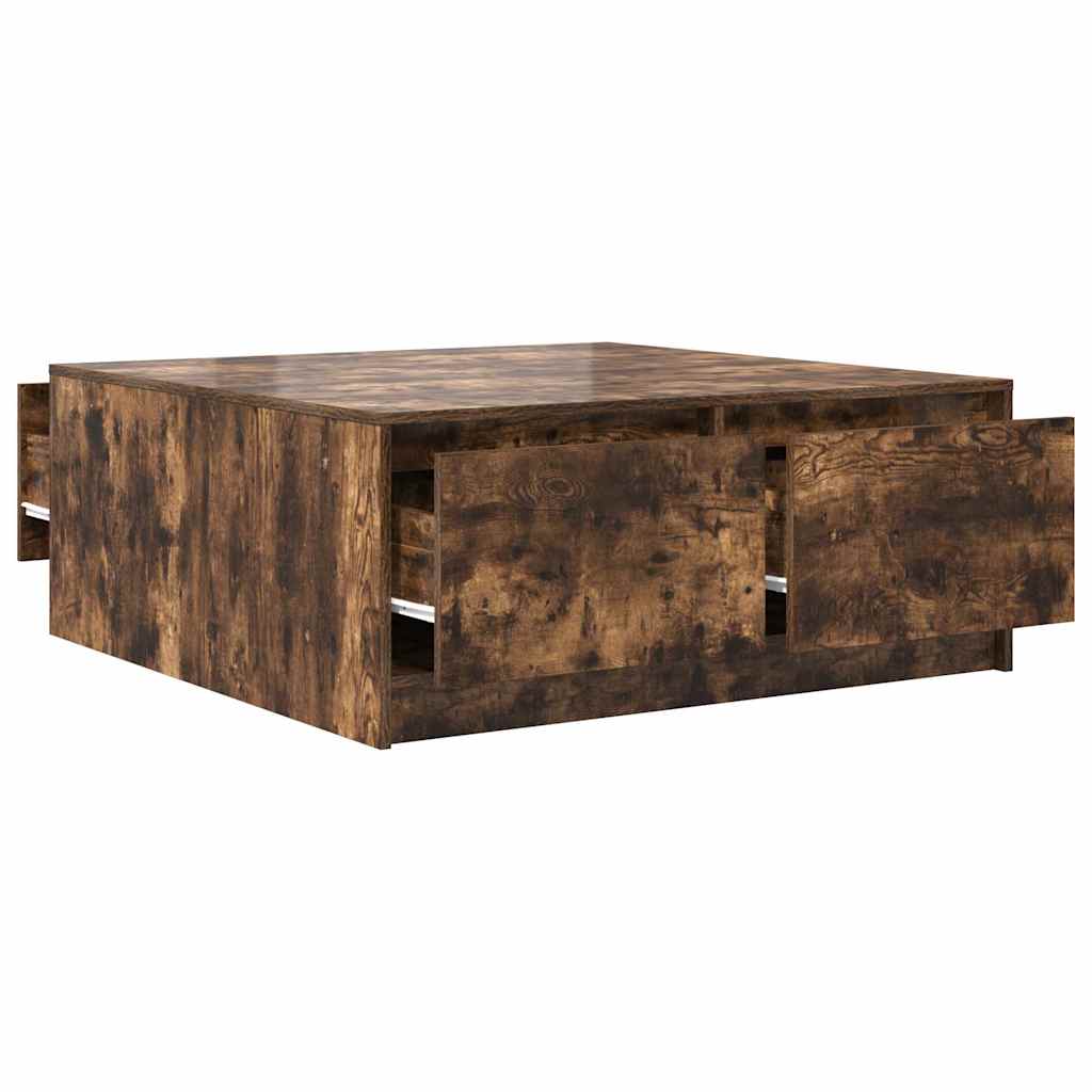 vidaXL Stolik kawowy z szufladami Dąb wędzony 100x100x40 cm