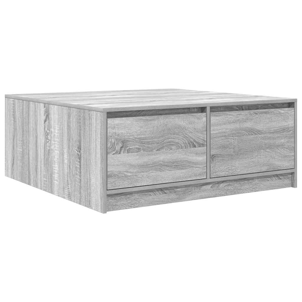 vidaXL Stolik kawowy z szufladami Szary Sonoma 100x100x40 cm