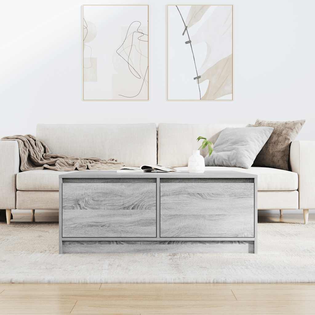 vidaXL Stolik kawowy z szufladami Szary Sonoma 100x100x40 cm