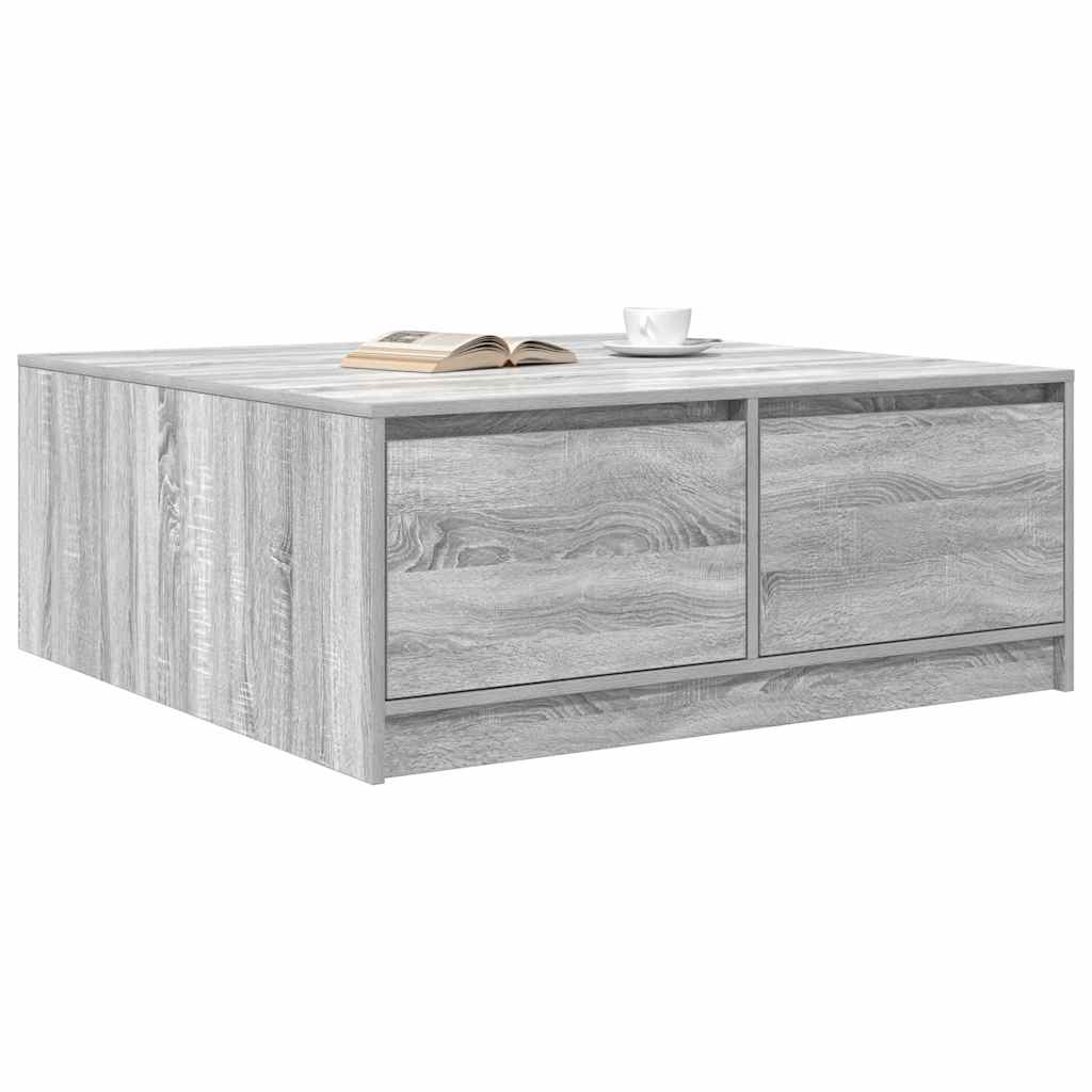 vidaXL Stolik kawowy z szufladami Szary Sonoma 100x100x40 cm