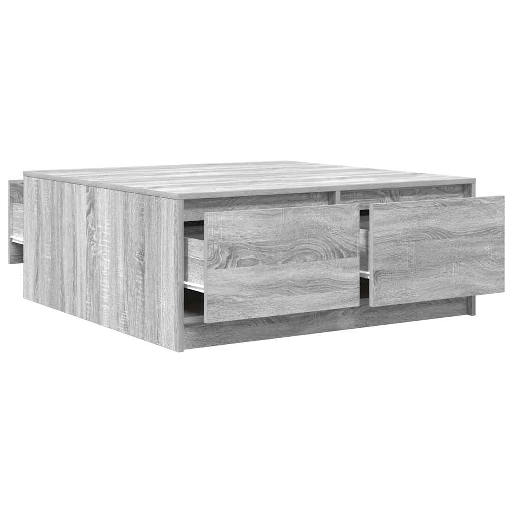 vidaXL Stolik kawowy z szufladami Szary Sonoma 100x100x40 cm