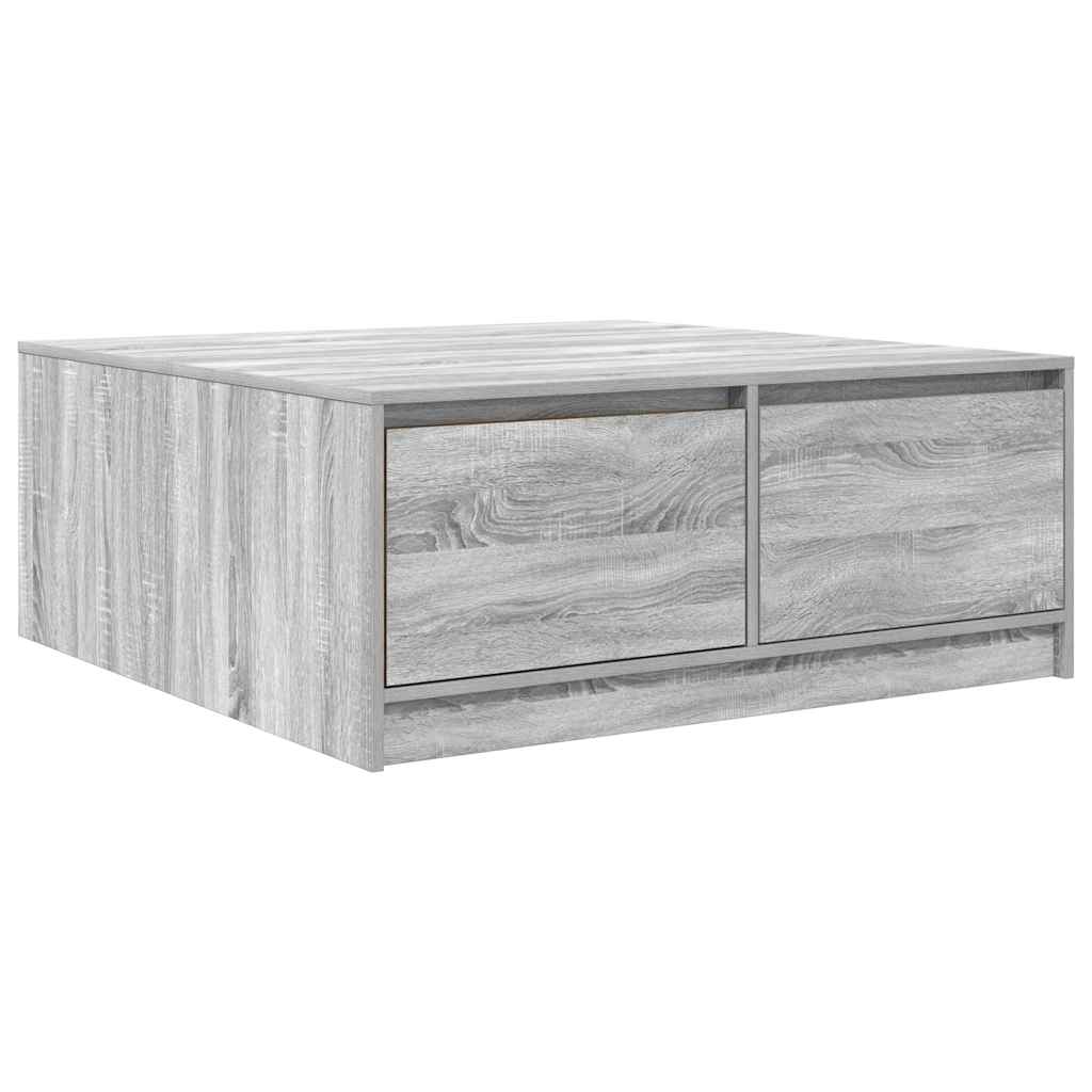 vidaXL Stolik kawowy z szufladami Szary Sonoma 100x100x40 cm