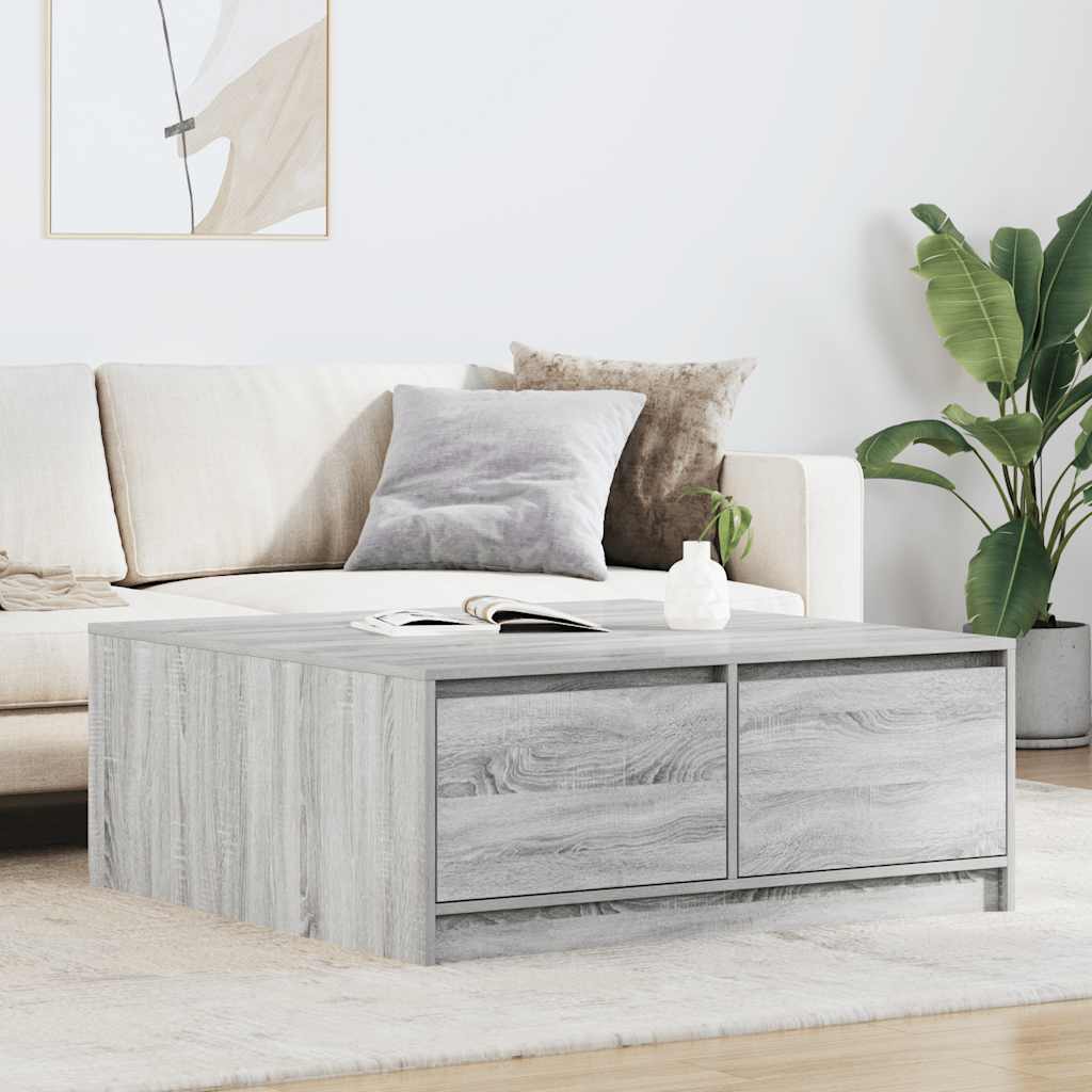 vidaXL Stolik kawowy z szufladami Szary Sonoma 100x100x40 cm