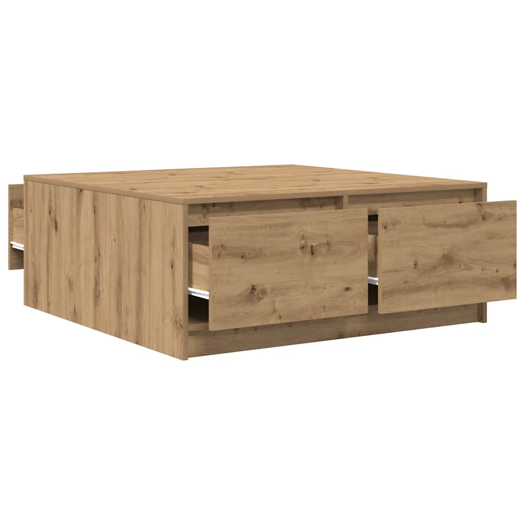 vidaXL Stolik kawowy z szufladami Artisan Oak 100x100x40 cm