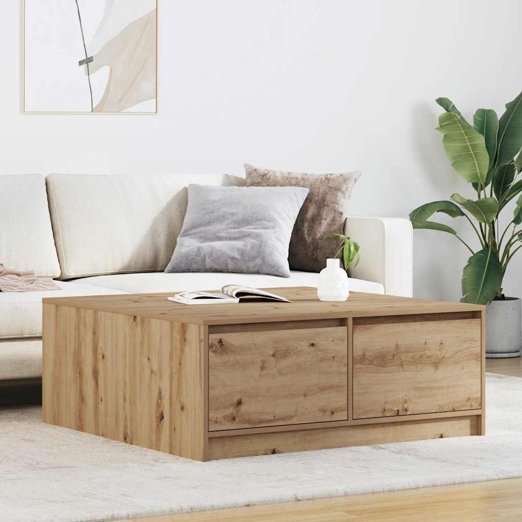 vidaXL Stolik kawowy z szufladami Artisan Oak 100x100x40 cm