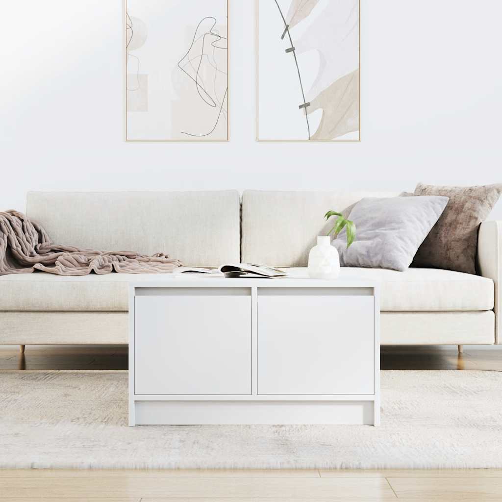 vidaXL Stolik kawowy z szufladami Biały 70,5x70x40 cm