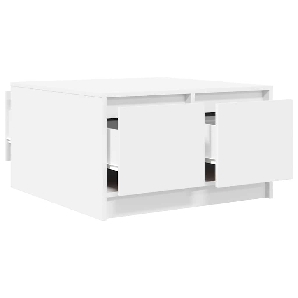 vidaXL Stolik kawowy z szufladami Biały 70,5x70x40 cm