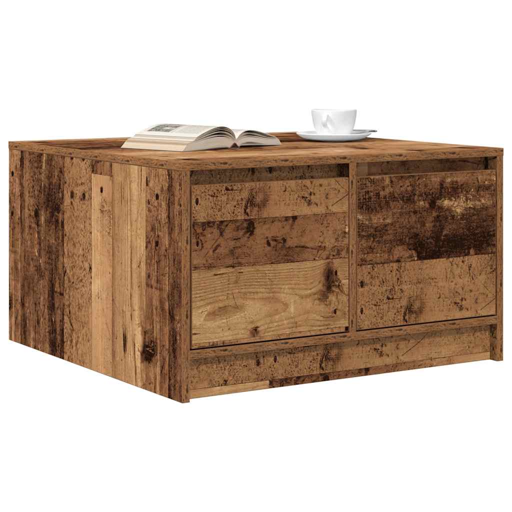 vidaXL Stolik kawowy z szufladami Stare drewno 70,5x70x40 cm