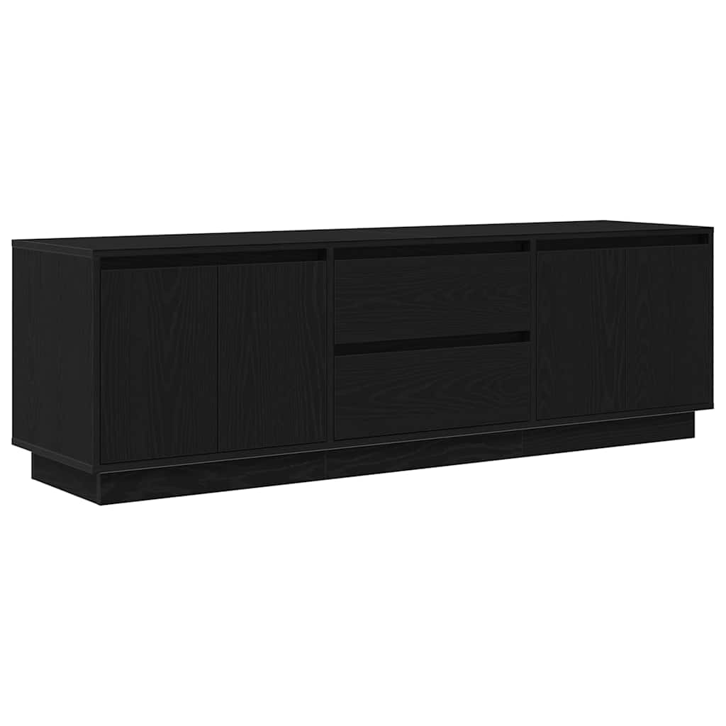 vidaXL Szafka RTV z oświetleniem LED Czarny Dąb 160,5x41x50 cm