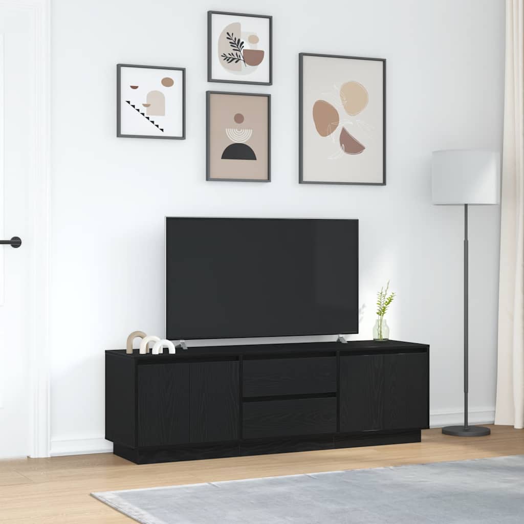 vidaXL Szafka RTV z oświetleniem LED Czarny Dąb 160,5x41x50 cm
