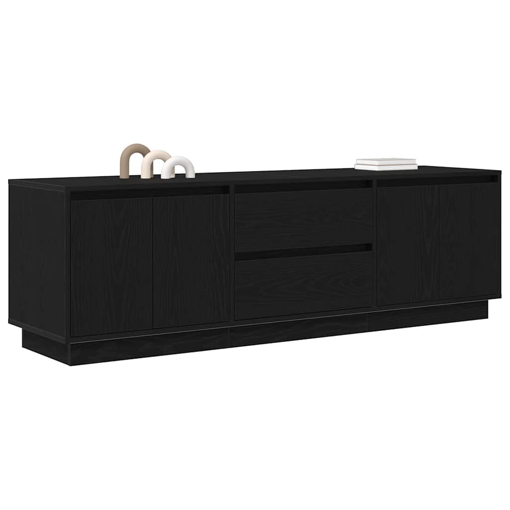 vidaXL Szafka RTV z oświetleniem LED Czarny Dąb 160,5x41x50 cm