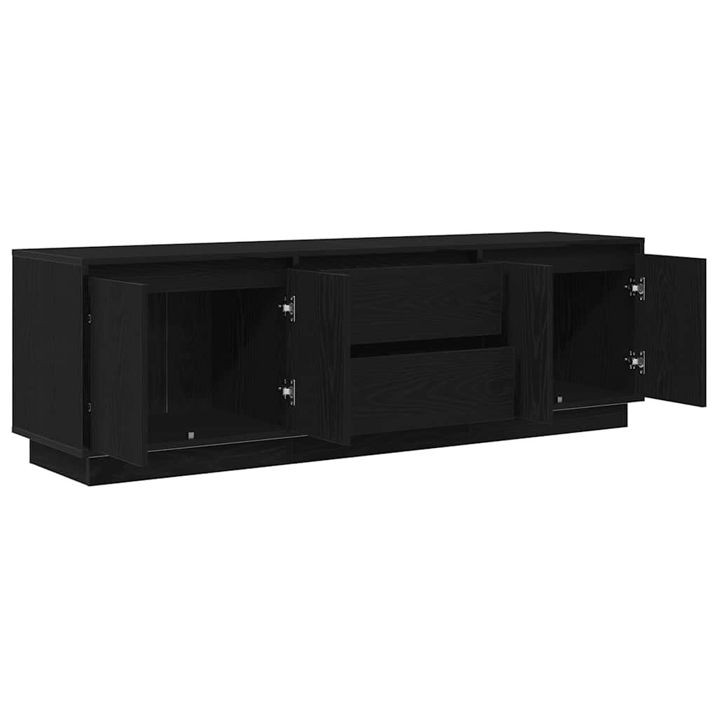 vidaXL Szafka RTV z oświetleniem LED Czarny Dąb 160,5x41x50 cm