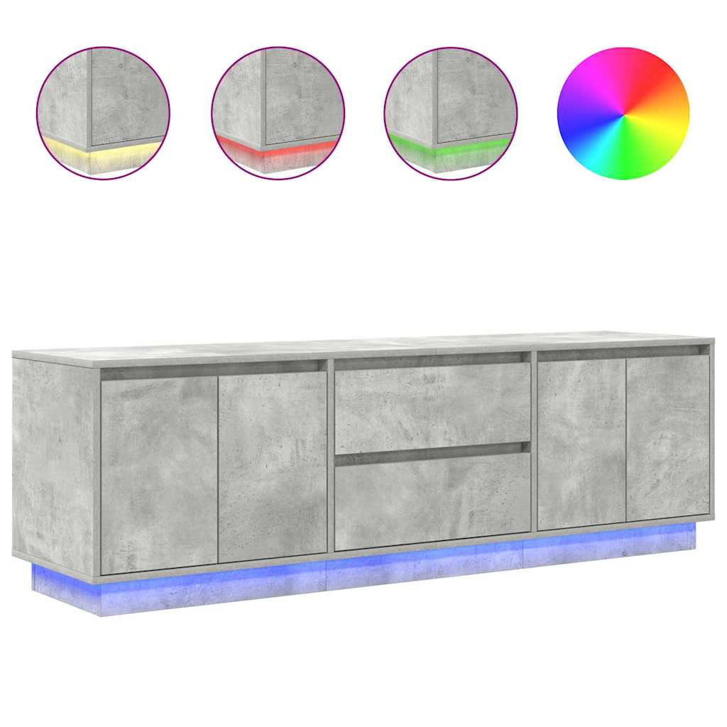 vidaXL Szafka RTV z oświetleniem LED Beton Szary 160,5x41x50 cm