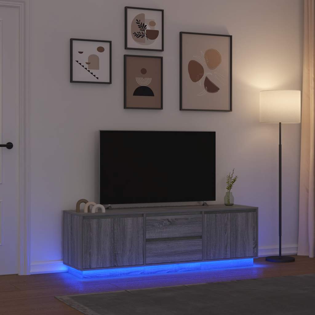 vidaXL Szafka RTV z oświetleniem LED Szara Sonoma 160,5x41x50 cm