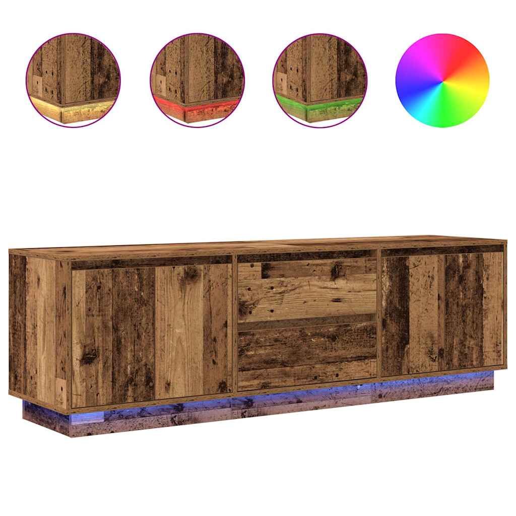 vidaXL Szafka RTV z oświetleniem LED Stare drewno 160,5x41x50 cm