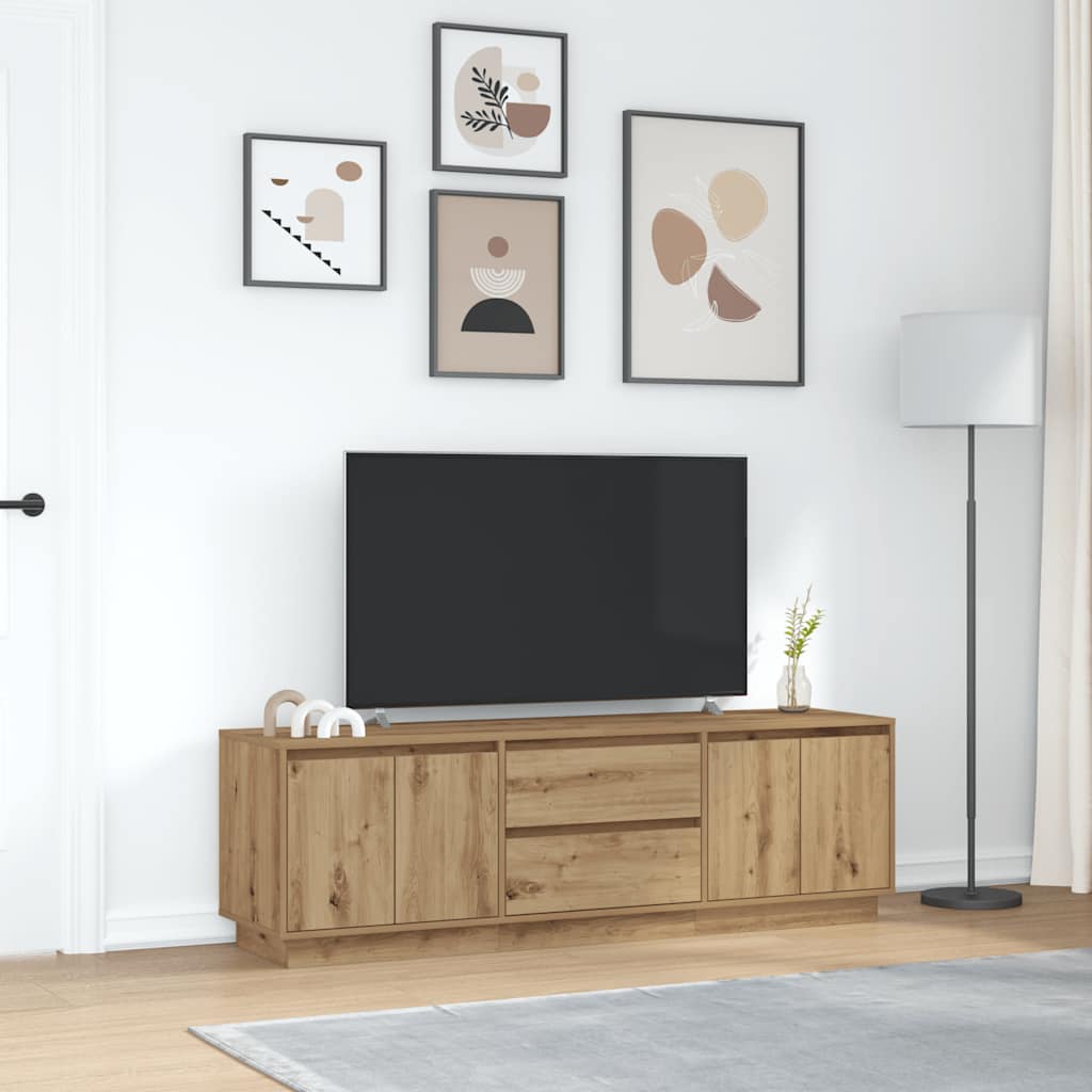 vidaXL Szafka RTV z oświetleniem LED Dąb Artisan 160,5x41x50 cm