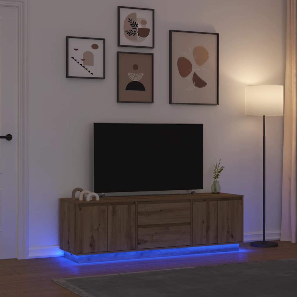 vidaXL Szafka RTV z oświetleniem LED Dąb Artisan 160,5x41x50 cm