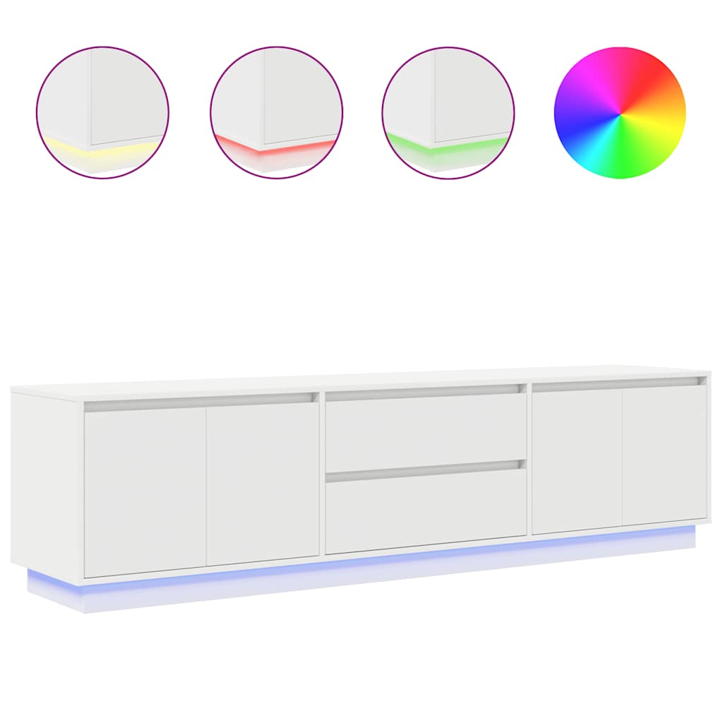 vidaXL Szafka RTV z oświetleniem LED Biała 193,5x41x50 cm