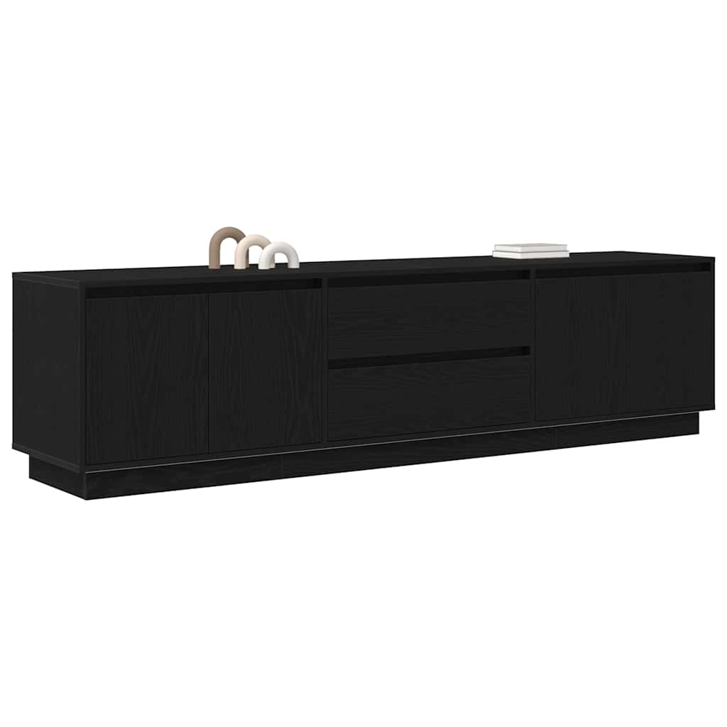 vidaXL Szafka RTV z oświetleniem LED Czarny Dąb 193,5x41x50 cm