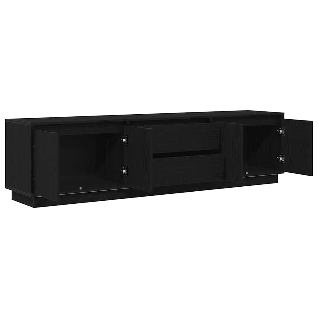 vidaXL Szafka RTV z oświetleniem LED Czarny Dąb 193,5x41x50 cm