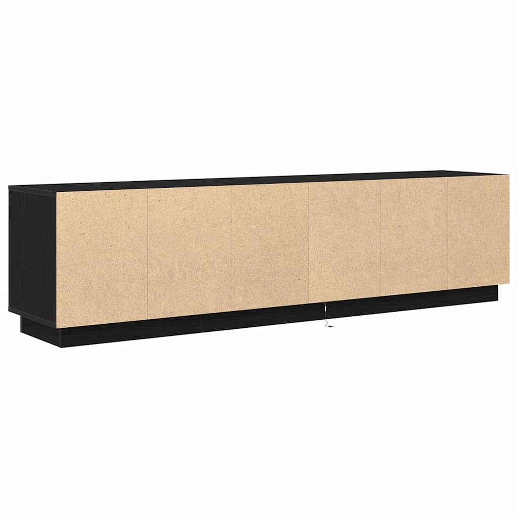 vidaXL Szafka RTV z oświetleniem LED Czarny Dąb 193,5x41x50 cm