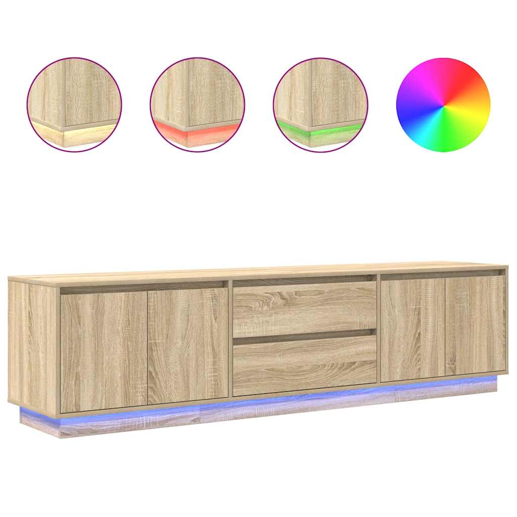 vidaXL Szafka RTV z oświetleniem LED Dąb Sonoma 193,5x41x50 cm