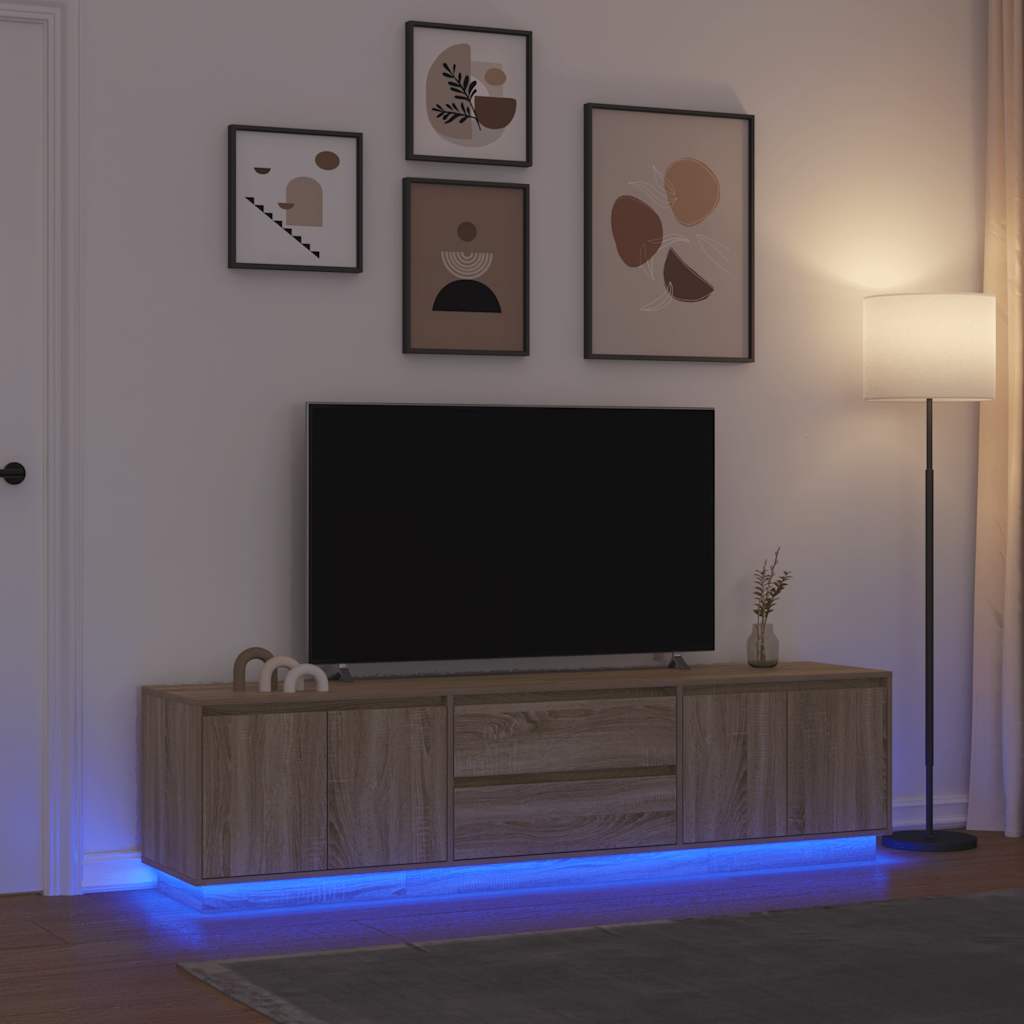vidaXL Szafka RTV z oświetleniem LED Dąb Sonoma 193,5x41x50 cm