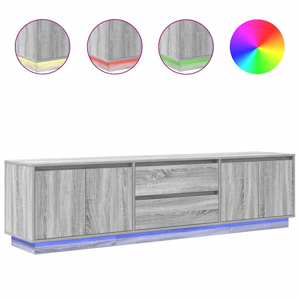 vidaXL Szafka RTV z oświetleniem LED Szara Sonoma 193,5x41x50 cm