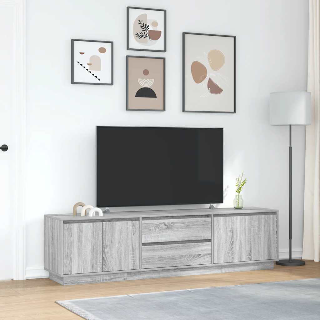 vidaXL Szafka RTV z oświetleniem LED Szara Sonoma 193,5x41x50 cm