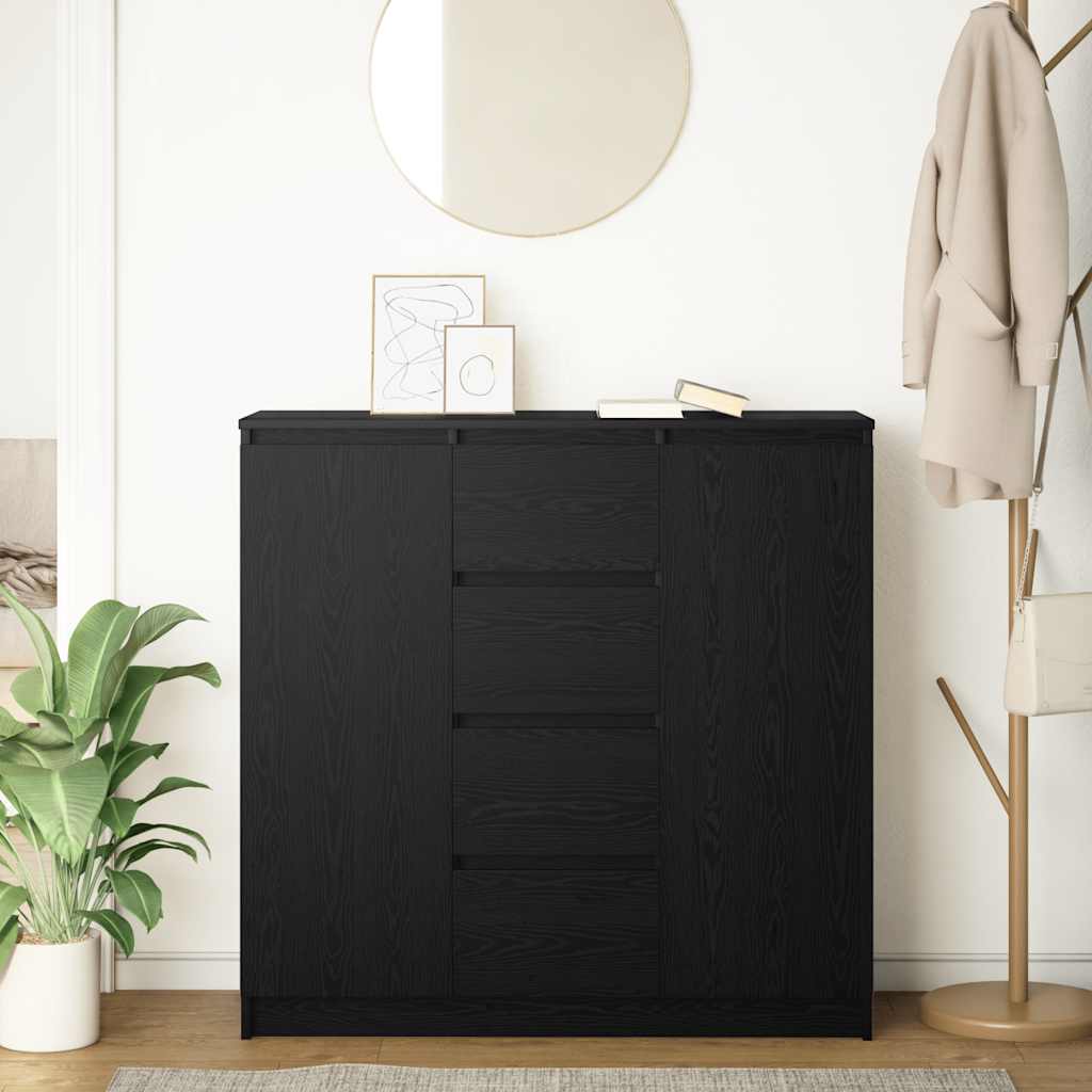 vidaXL Komoda z szufladami Czarny dąb 100,5x35x98,5 cm Drewno klejone
