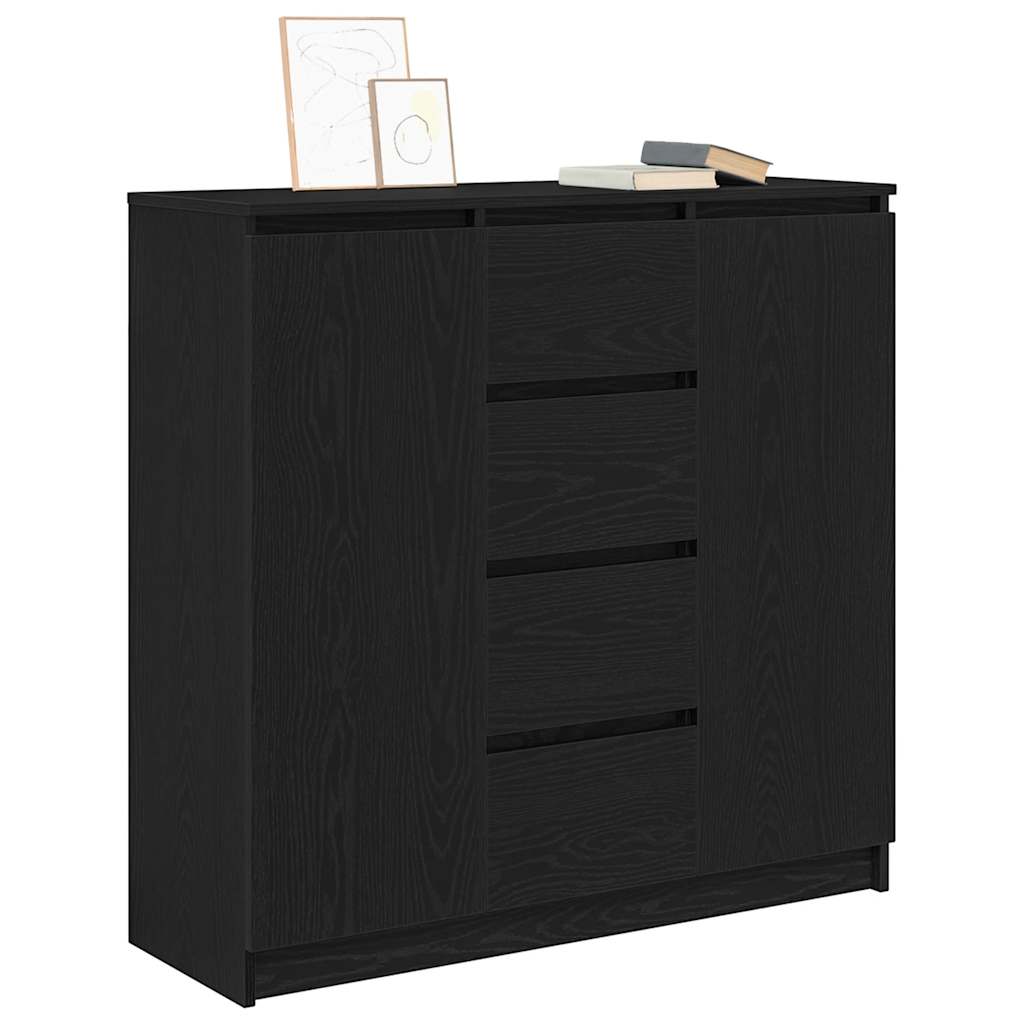 vidaXL Komoda z szufladami Czarny dąb 100,5x35x98,5 cm Drewno klejone