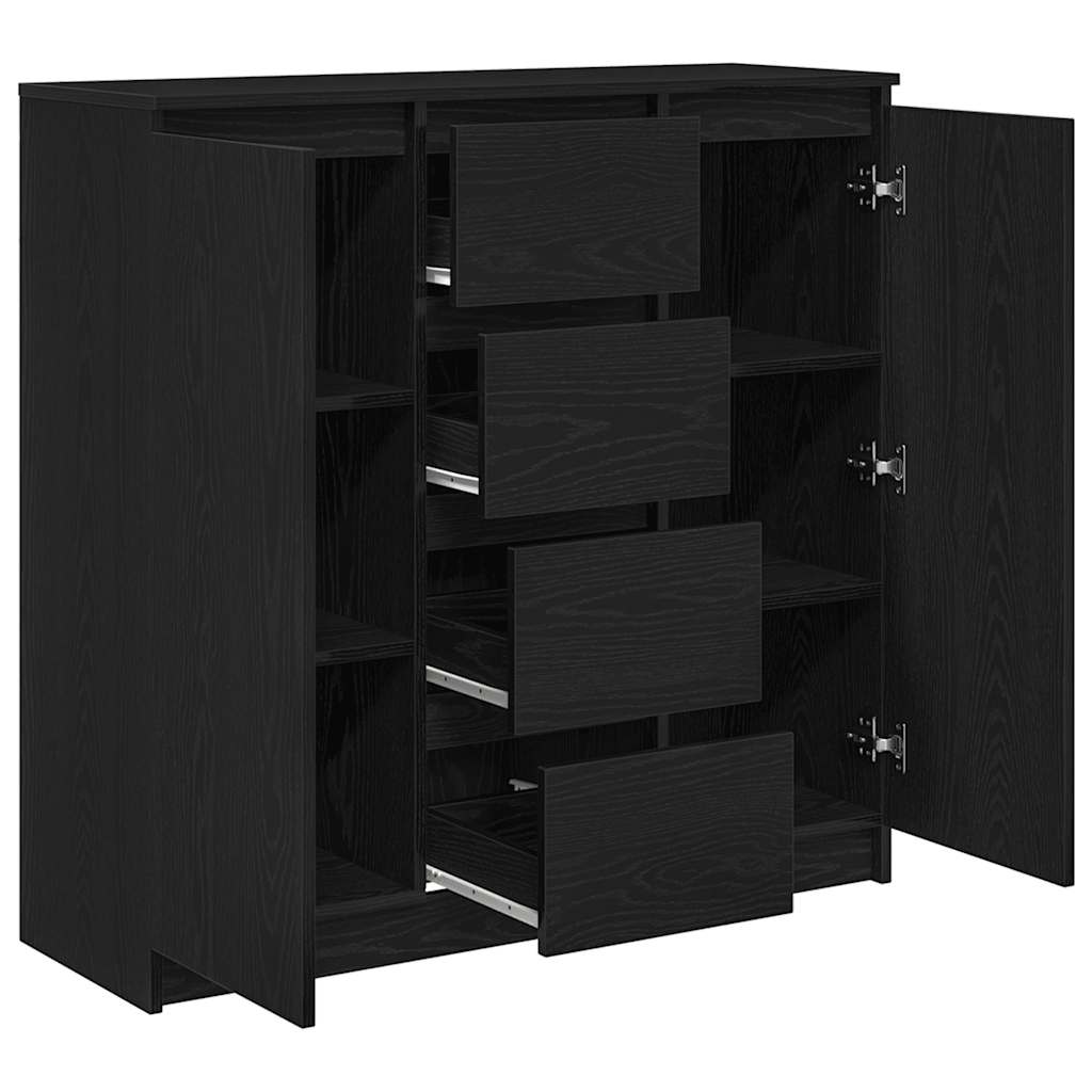 vidaXL Komoda z szufladami Czarny dąb 100,5x35x98,5 cm Drewno klejone