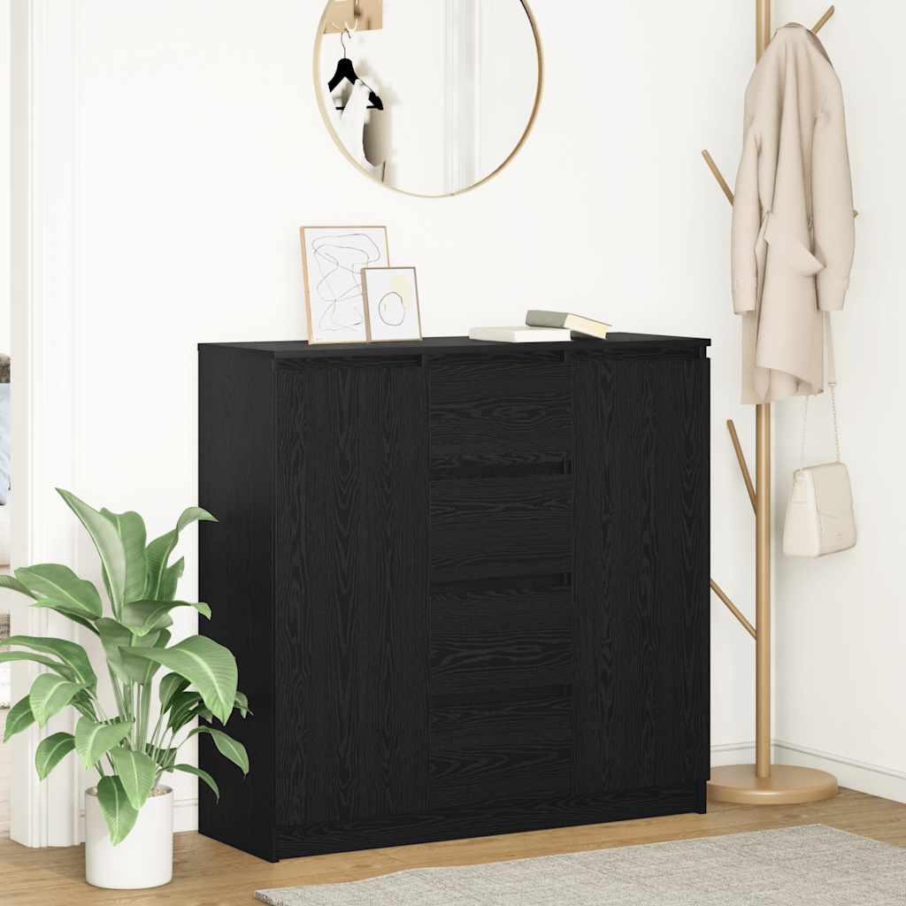 vidaXL Komoda z szufladami Czarny dąb 100,5x35x98,5 cm Drewno klejone