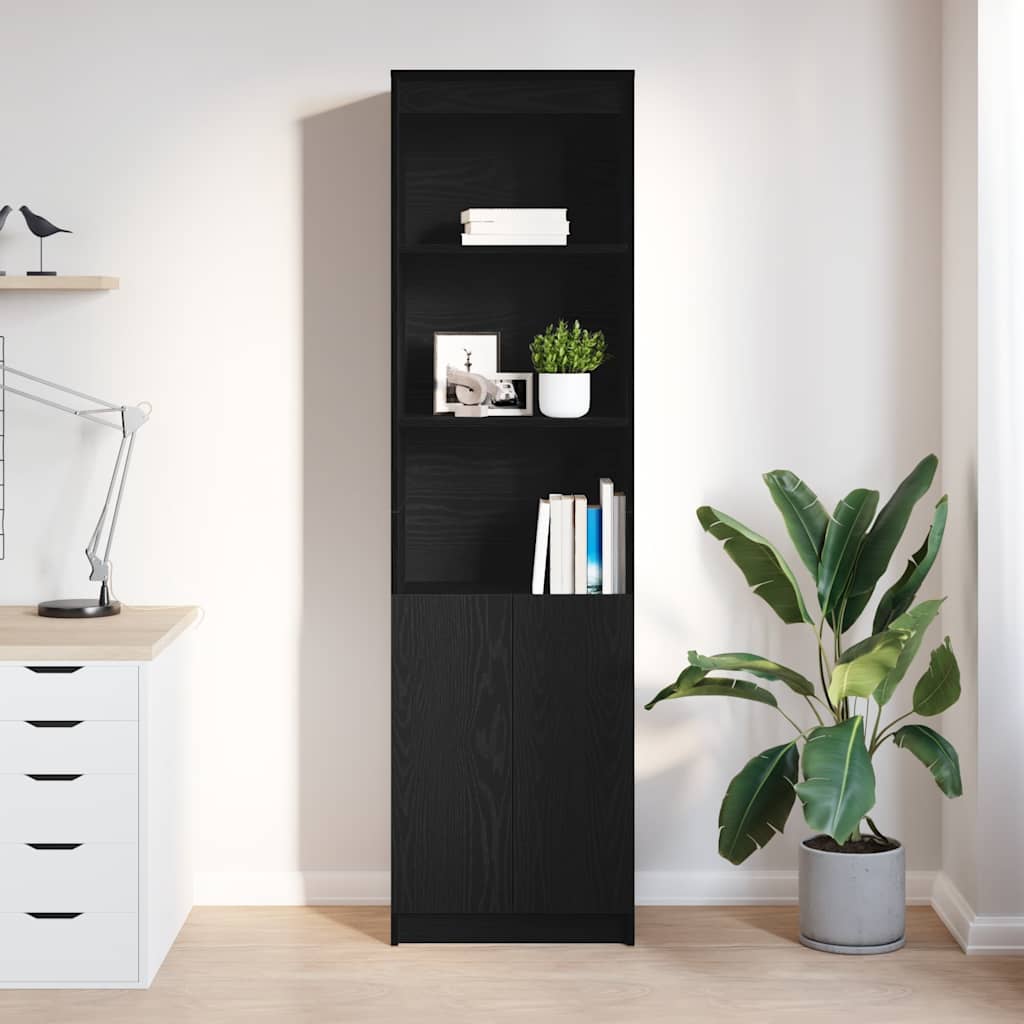 vidaXL Komoda czarna dąb 50x35x180 cm Drewno klejone