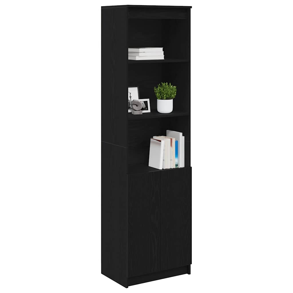 vidaXL Komoda czarna dąb 50x35x180 cm Drewno klejone