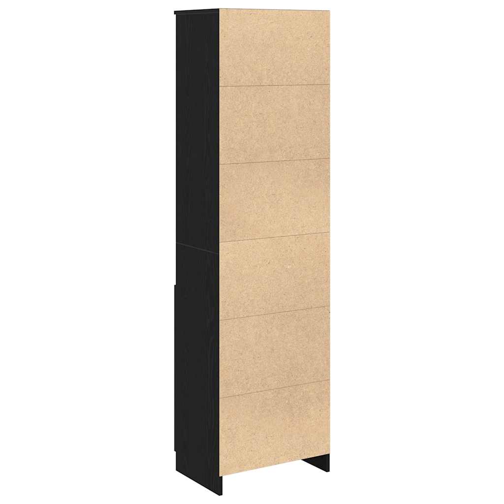 vidaXL Komoda czarna dąb 50x35x180 cm Drewno klejone