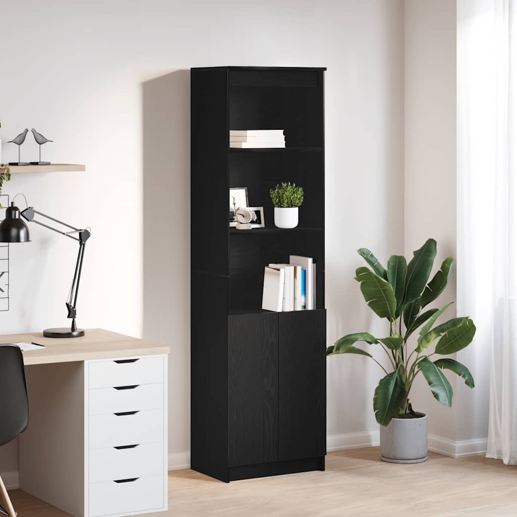 vidaXL Komoda czarna dąb 50x35x180 cm Drewno klejone