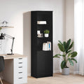 vidaXL Komoda czarna dąb 50x35x180 cm Drewno klejone