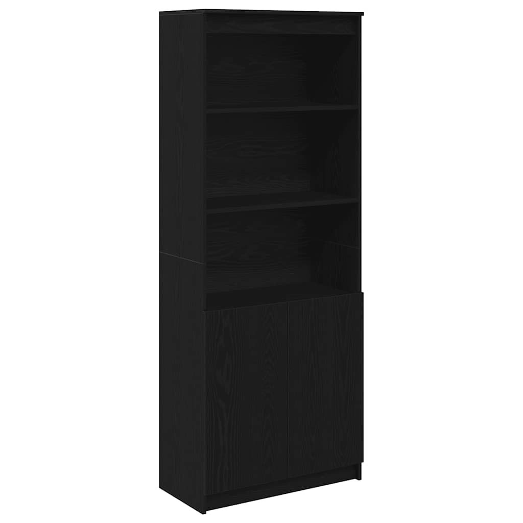vidaXL Komoda czarna dąb 70x35x180 cm Drewno klejone