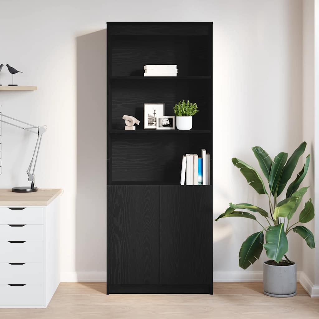 vidaXL Komoda czarna dąb 70x35x180 cm Drewno klejone