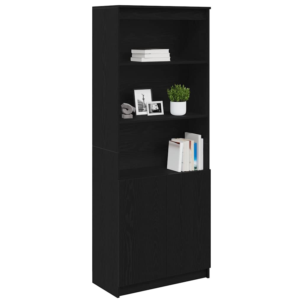 vidaXL Komoda czarna dąb 70x35x180 cm Drewno klejone
