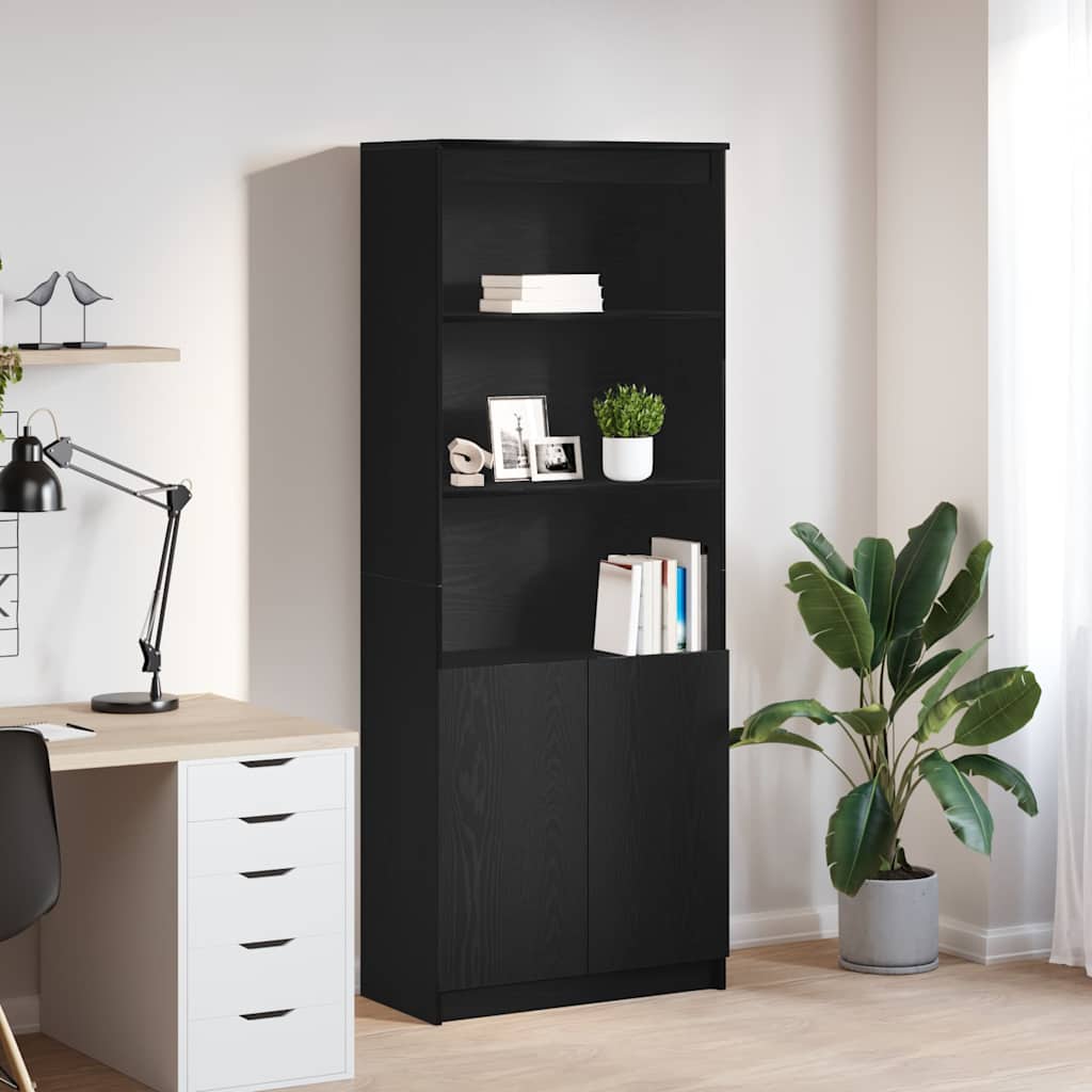 vidaXL Komoda czarna dąb 70x35x180 cm Drewno klejone